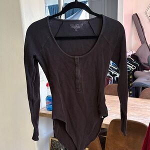 Good American Dark Brown Long Sleeve Bodysuit